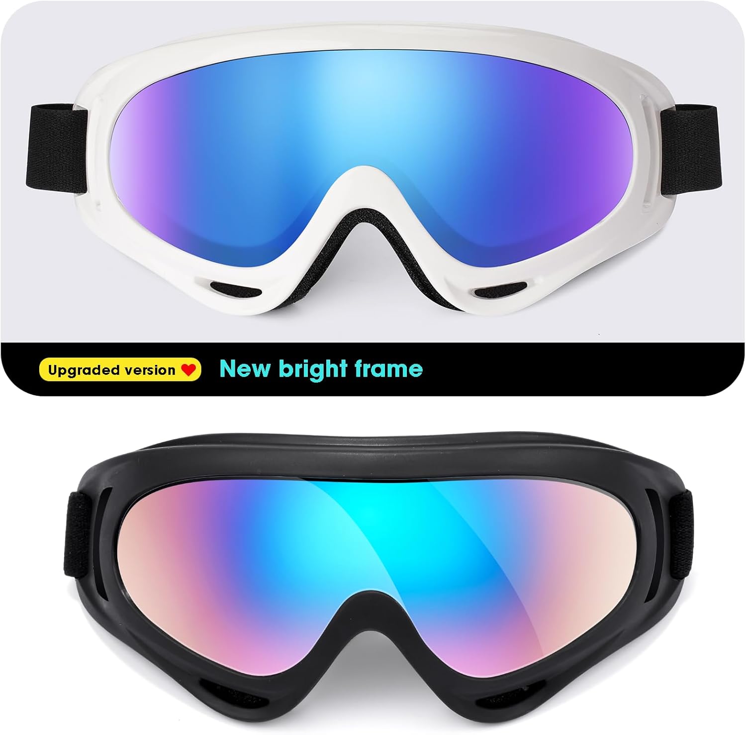 2-Pack Snow Ski Goggles, Snowboard Goggles for Men, Women, Youth, Kids, Boys or Girls, Snowmobile Goggles - Image 2