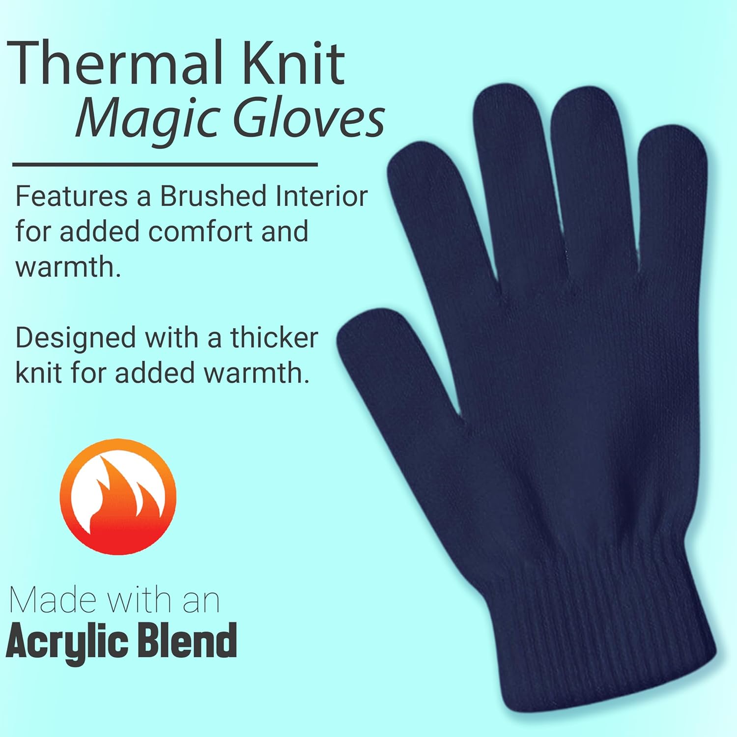 Winter Magic Gloves, 12 Pairs Stretchy Warm Knit Bulk Pack Mens Womens - Image 2