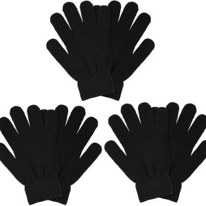 3 Pairs Winter Magic Gloves Adult Knit Gloves Warm Stretchy Knit Gloves
