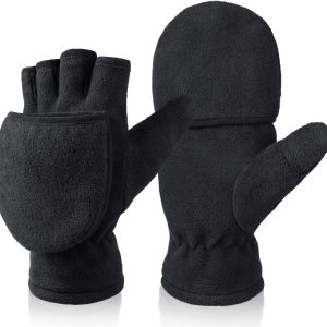 Winter Convertible Gloves Flip Top Mittens Warm Polar Fleece for Winter Running Texting Photographing for Men Women