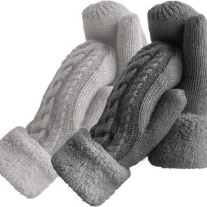 Women's Winter Gloves Warm Lining - Cozy Wool Knit Thick Gloves Mittens