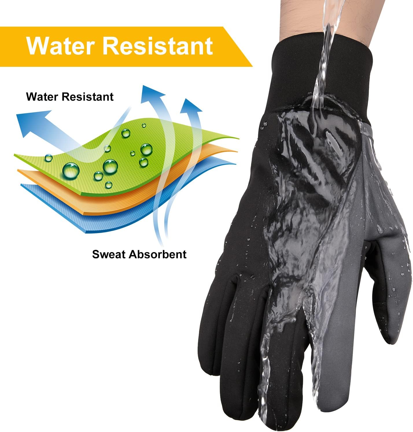 TouchScreen Winter Gloves, Warm Water Resistant Windproof Thermal Gloves for Driving Running Cycling - Image 2