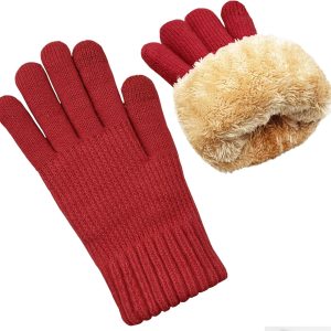 Winter Gloves for Women Warm Wool Touch Screen Ladies Windproof Thermal Knit Fleece Lined Gloves for Cold Weather