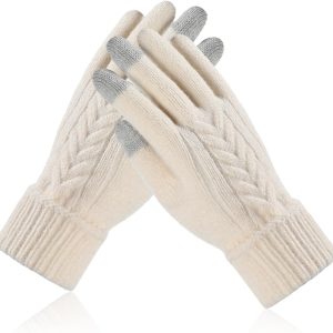 Winter Gloves for Women, Warm Touch Screen Texting Gloves, Women's Knit Glove Soft Thick Fleece Lined