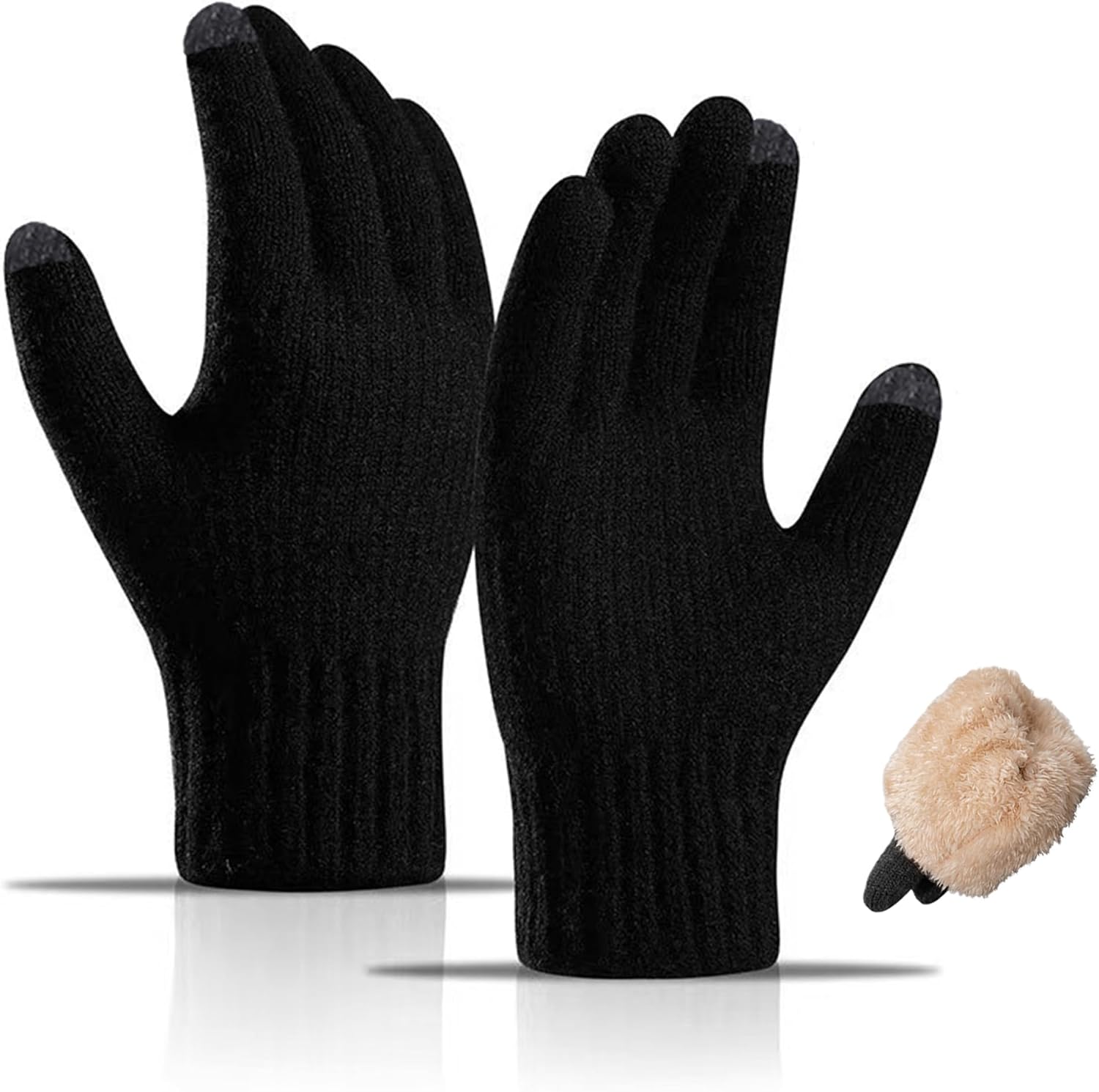 Wool Winter Gloves Men Women Fleece lined Knit Touch Screen Warm Thermal Snow Driving Cycling Gloves Cold Weather
