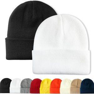 2 Packs Unisex Beanie Hats for Men and Women Knit Winter Beanies