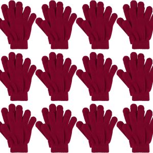 12 Pairs Kids Gloves Winter Toddler Gloves Full Fingers Knit Gloves Children Stretchy Warm Gloves Bulk for Boy's Girls