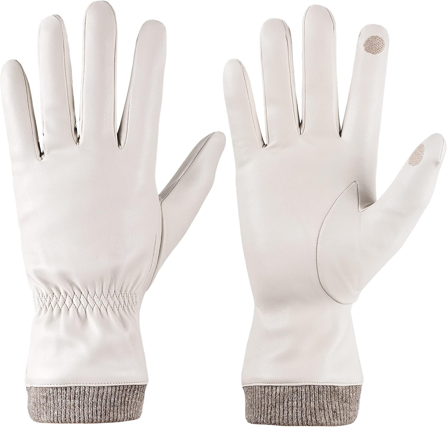 Winter Leather Gloves for Women, Wool Fleece Lined Warm Gloves, Touchscreen Texting Thick Thermal Snow Driving Gloves - Image 2